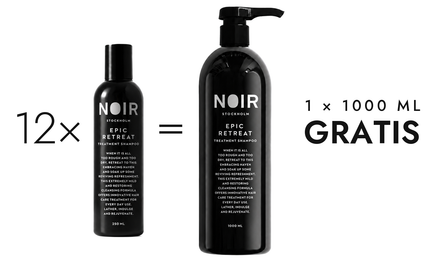 12 x 250 ml Epic Retreat Shampoo + 1 x 1000 ml cadeau